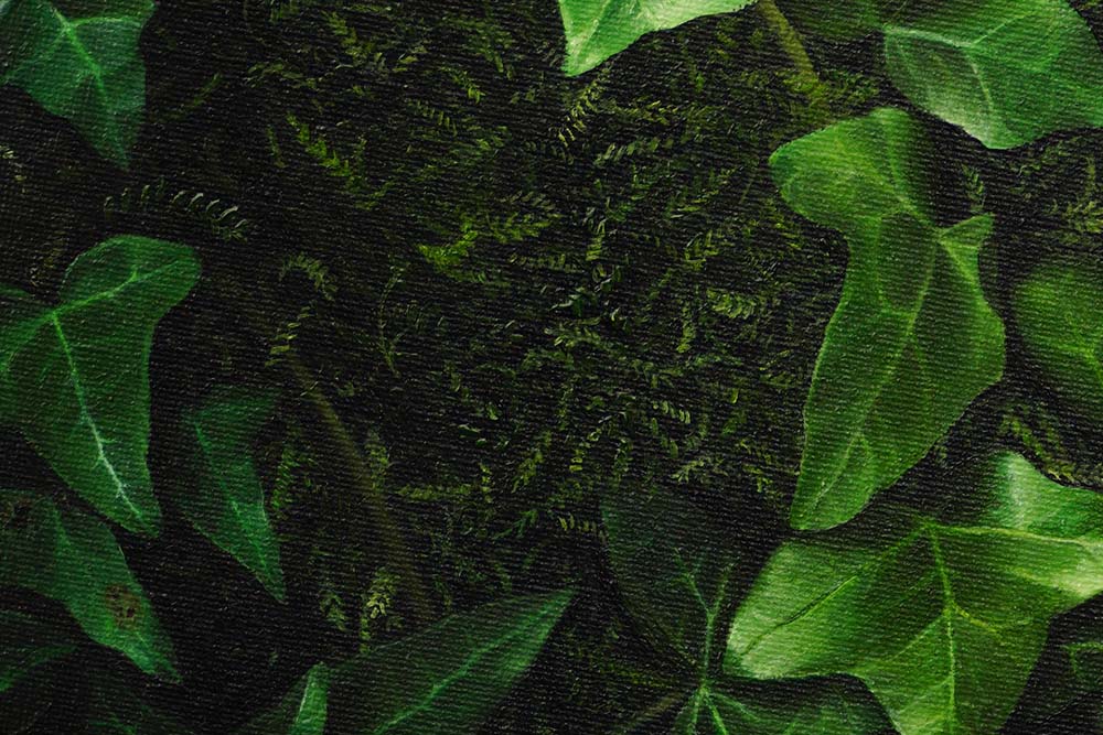 IVY STUDY I oil on circular canvas 2023, 20x20cm