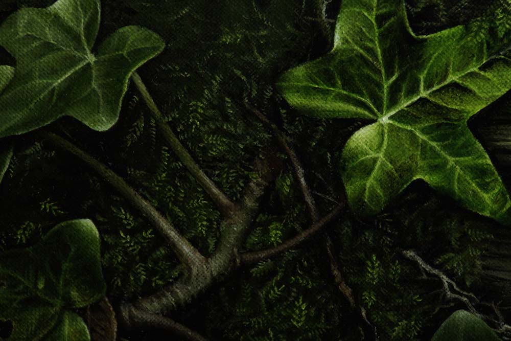 IVY STUDY II oil on circular canvas 2023, 20x20cm